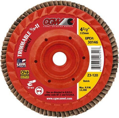 Camel Grinding Wheels - 80 Grit, 5" Disc Diam, 5/8-11 Center Hole, Compact Ceramic Flap Disc - 12,200 Max RPM, Cloth Backing, Arbor Attaching System, Coated - Industrial Tool & Supply