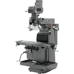 Jet - 12" Table Width x 54" Table Length, Variable Speed Pulley Control, 3 Phase Knee Milling Machine - R8 Spindle Taper, 5 hp - Industrial Tool & Supply
