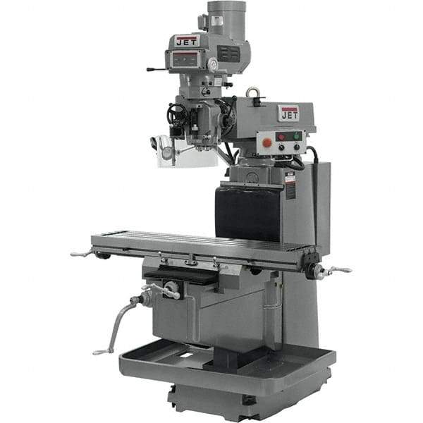 Jet - 12" Table Width x 54" Table Length, Variable Speed Pulley Control, 3 Phase Knee Milling Machine - NT40 Spindle Taper, 5 hp - Industrial Tool & Supply