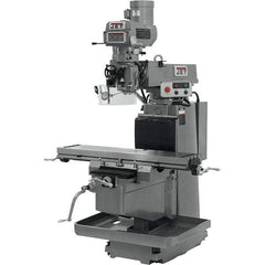 Jet - 12" Table Width x 54" Table Length, Variable Speed Pulley Control, 3 Phase Knee Milling Machine - NT40 Spindle Taper, 5 hp - Industrial Tool & Supply