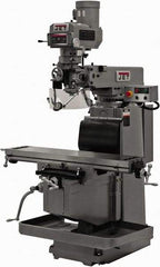 Jet - 12" Table Width x 54" Table Length, Variable Speed Pulley Control, 3 Phase Knee Milling Machine - R8 Spindle Taper, 5 hp - Industrial Tool & Supply