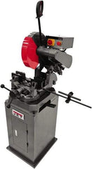 Jet - 13-1/2" Blade Diam, Straight/Miter Chop & Cut-Off Saw - 3 Phase, 3,450 RPM, 5 hp, 230/460 Volts, 4-7/8" Capacity in Solids at 90°, 3-1/8" Capacity in Solids at 45°, 4-1/8" Capacity in Pipe at 45° - Industrial Tool & Supply