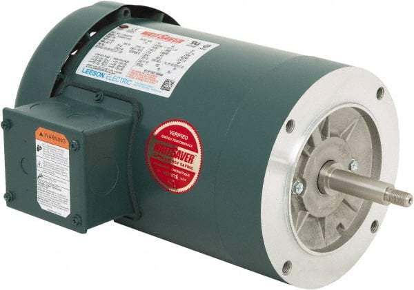 Leeson - 1-1/2 Max hp, 3,600 Max RPM, Premium Efficient Electric AC DC Motor - 230/460 V Input, Three Phase, 56J Frame, C-Face Mount, TEFC Enclosure - Industrial Tool & Supply