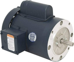 Leeson - 1-1/2 Max hp, 3,600 Max RPM, Capacitor Start Electric AC DC Motor - 115/230 V Input, Single Phase, 56C Frame, 5/8" Shaft Diam, C-Face Mount, TEFC Enclosure - Industrial Tool & Supply