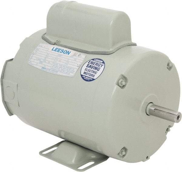 Leeson - 1-1/2 Max hp, 3,450 Max RPM, Fan Duty Electric AC DC Motor - 115/230 V Input, Single Phase, 56Z Frame, 5/8" Shaft Diam, Rigid Base Mount, TEAO Enclosure - Industrial Tool & Supply