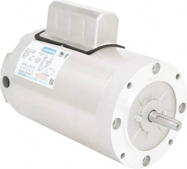 Leeson - 2 Max hp, 1,740 Max RPM, Electric AC DC Motor - 115/208-230 V Input, Single Phase, 56C Frame, C-Face Mount, TENV Enclosure - Industrial Tool & Supply