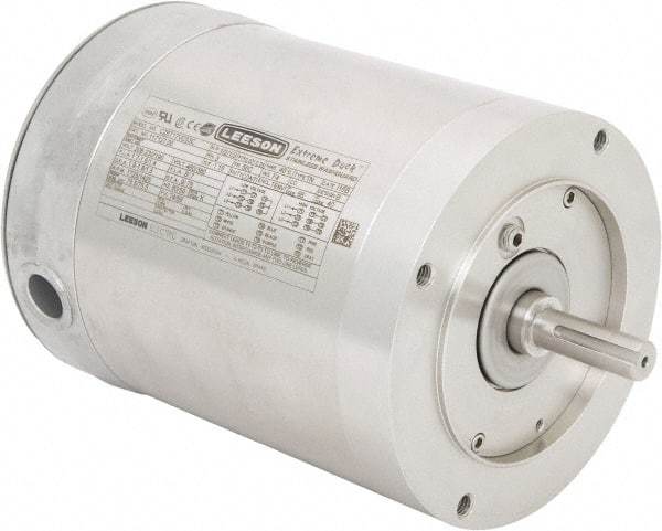 Leeson - 1/2 Max hp, 1,800 Max RPM, Electric AC DC Motor - 230/460 V Input, Three Phase, 56C Frame, C-Face Mount, TENV Enclosure - Industrial Tool & Supply