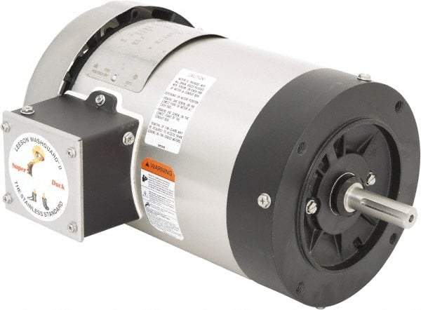 Leeson - 1 Max hp, 1,800 Max RPM, Premium Efficient Electric AC DC Motor - 230/460 V Input, Three Phase, 56C Frame, C-Face Mount, TEFC Enclosure - Industrial Tool & Supply