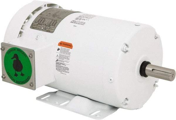 Leeson - 2 Max hp, 1,800 Max RPM, Premium Efficient Electric AC DC Motor - 230/460 V Input, Three Phase, 145T Frame, Rigid Base Mount, TEFC Enclosure - Industrial Tool & Supply