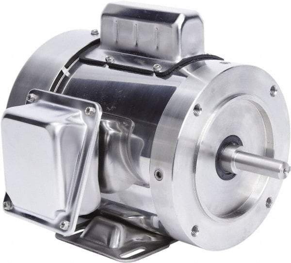Leeson - 1 Max hp, 1,800 Max RPM, Electric AC DC Motor - 115/208-230 V Input, Single Phase, 56C Frame, 5/8" Shaft Diam, C-Face with Base Mount, TEFC Enclosure - Industrial Tool & Supply