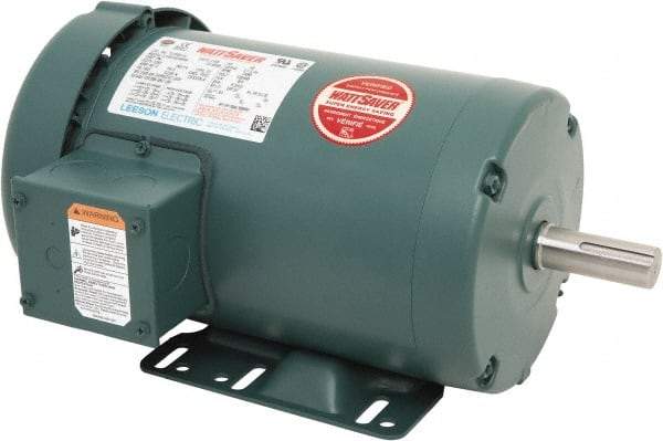 Leeson - 3 Max hp, 3,600 Max RPM, Premium Efficient Electric AC DC Motor - 230/460 V Input, Three Phase, 145T Frame, Rigid Base Mount, TEFC Enclosure - Industrial Tool & Supply