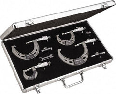 Starrett - Mechanical Outside Micrometer Sets Minimum Measurement (Inch): 0 Maximum Measurement (Inch): 4 - Industrial Tool & Supply