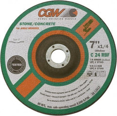 Camel Grinding Wheels - 24 Grit, 9" Wheel Diam, 1/4" Wheel Thickness, Type 27 Depressed Center Wheel - Coarse Grade, Silicon Carbide, Resinoid Bond, 6,650 Max RPM - Industrial Tool & Supply