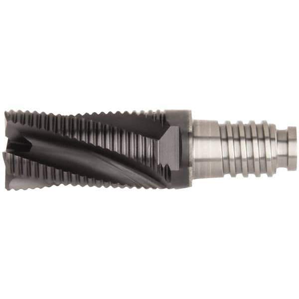 Kennametal - 10mm Diam, 15mm LOC, 4 Flute, 0.5mm Corner Chamfer End Mill Head - Solid Carbide, AlTiN Finish, Duo-Lock 10 Connection, Spiral Flute, 20° Helix, Centercutting - Industrial Tool & Supply