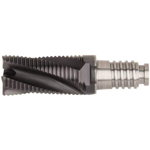 Kennametal - 16mm Diam, 24mm LOC, 4 Flute, 0.5mm Corner Chamfer End Mill Head - Solid Carbide, AlTiN Finish, Duo-Lock 16 Connection, Spiral Flute, 20° Helix, Centercutting - Industrial Tool & Supply