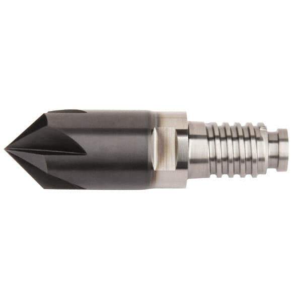 Kennametal - 5/8" Diam, 3.17mm LOC, 6 Flute, 1/8" Corner Chamfer End Mill Head - Solid Carbide, AlTiN Finish, Duo-Lock 16 Connection, Spiral Flute, 0° Helix - Industrial Tool & Supply