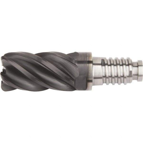 Kennametal - 3/8" Diam, 9/16" LOC, 5 Flute, 0.381mm Corner Radius End Mill Head - Solid Carbide, AlTiN Finish, Duo-Lock 10 Connection, Spiral Flute, 37 & 39° Helix - Industrial Tool & Supply