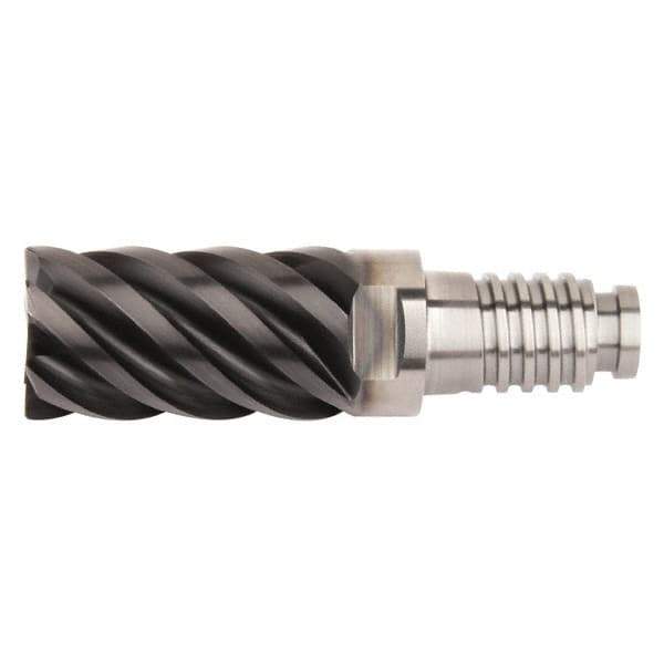 Kennametal - 3/8" Diam, 9/16" LOC, 6 Flute, 0.381mm Corner Radius End Mill Head - Solid Carbide, AlTiN Finish, Duo-Lock 12 Connection, Spiral Flute, 45° Helix, Centercutting - Industrial Tool & Supply