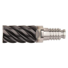 Kennametal - 5/8" Diam, 15/16" LOC, 6 Flute, 0.762mm Corner Radius End Mill Head - Solid Carbide, AlTiN Finish, Duo-Lock 16 Connection, Spiral Flute, 45° Helix, Centercutting - Industrial Tool & Supply