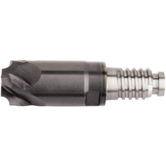 Kennametal - 3/8" Diam, 3.05mm LOC, 4 Flute, 3.048mm Corner Radius End Mill Head - Solid Carbide, AlTiN Finish, Duo-Lock 10 Connection, Spiral Flute, 0° Helix - Industrial Tool & Supply