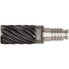 Kennametal - 25mm Diam, 37.5mm LOC, 19 Flute, 4mm Corner Radius End Mill Head - Solid Carbide, AlTiN Finish, Duo-Lock 25 Connection, Spiral Flute, 36° Helix - Industrial Tool & Supply