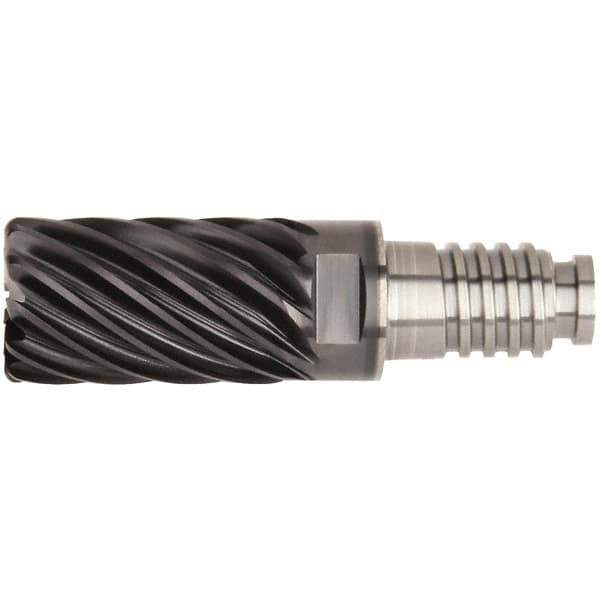 Kennametal - 25mm Diam, 37.5mm LOC, 19 Flute, 2.5mm Corner Radius End Mill Head - Solid Carbide, AlTiN Finish, Duo-Lock 25 Connection, Spiral Flute, 36° Helix - Industrial Tool & Supply