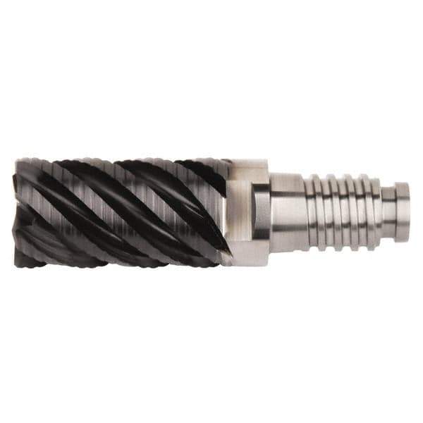 Kennametal - 10mm Diam, 15mm LOC, 4 Flute, 0.5mm Corner Radius End Mill Head - Solid Carbide, AlTiN Finish, Duo-Lock 10 Connection, Spiral Flute, 45° Helix, Centercutting - Industrial Tool & Supply