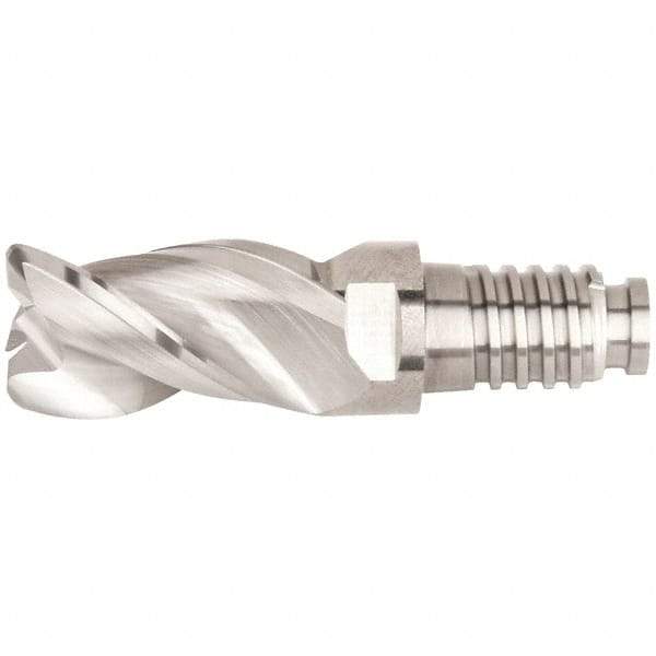 Kennametal - 12mm Diam, 18mm LOC, 3 Flute, 0.5mm Corner Radius End Mill Head - Solid Carbide, Uncoated, Duo-Lock 12 Connection, Spiral Flute, 38° Helix, Centercutting - Industrial Tool & Supply