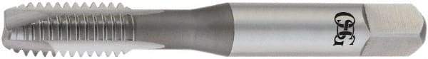 OSG - M2x0.40 Metric, D2, 2 Flutes, Plug Chamfer, Bright Finish, High Speed Steel Spiral Point STI Tap - 1-7/8" OAL, 0.141" Shank Diam, 9/16" Thread Length, 0.11" Square Size, 6H Class of Fit, Series 127 - Exact Industrial Supply