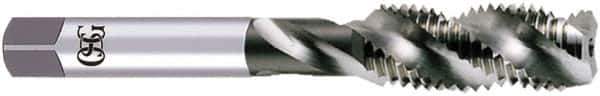 OSG - 1/2-20 UNF, 4 Flute, 50° Helix, Bottoming Chamfer, Bright Finish, High Speed Steel Spiral Flute STI Tap - Right Hand Flute, 3-13/16" OAL, 0.48" Shank Diam, 1-13/16" Thread Length, 2B Class of Fit, Series S108 - Exact Industrial Supply