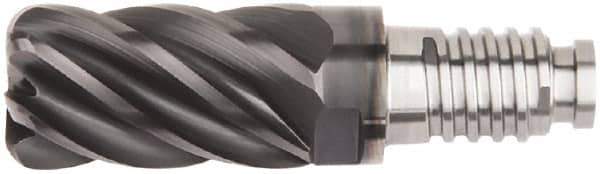 Kennametal - 3/8" Diam, 9/16" LOC, 6 Flute, 0.06" Corner Radius End Mill Head - Solid Carbide, AlTiN Finish, Duo-Lock 10 Connection, Spiral Flute, 37 & 39° Helix, Centercutting - Industrial Tool & Supply