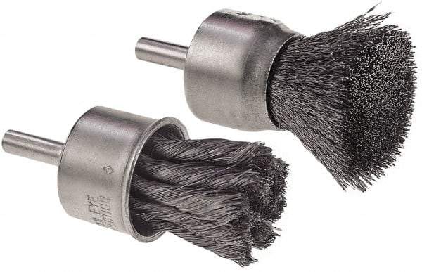 Camel Grinding Wheels - 3/4" Brush Diam, Knotted, End Brush - 1/4" Diam Shank, 1/4" Pilot Diam - Industrial Tool & Supply