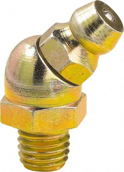 lumax - 45° Head Angle, 1/4-28 Taper Steel Taper Thread Grease Fitting - Zinc Plated Finish - Industrial Tool & Supply