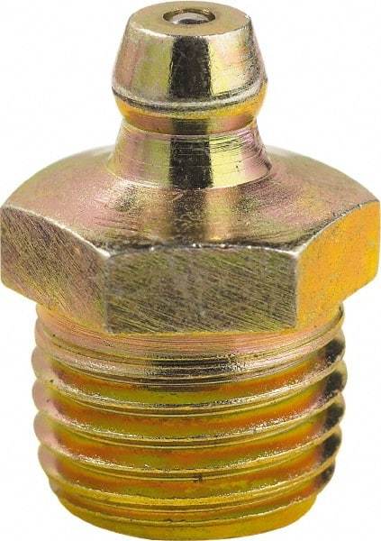 lumax - 0° Head Angle, 1/4 PTF Steel Taper Thread Grease Fitting - Zinc Plated Finish - Industrial Tool & Supply