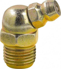 lumax - 45° Head Angle, 1/8 PTF Steel Taper Thread Grease Fitting - Zinc Plated Finish - Industrial Tool & Supply