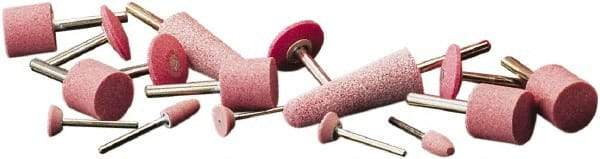 Camel Grinding Wheels - 7/8" Head Diam x 2-3/4" Thickness, A3, Tree End, Aluminum Oxide Mounted Point - Pink, Medium Grade - Industrial Tool & Supply