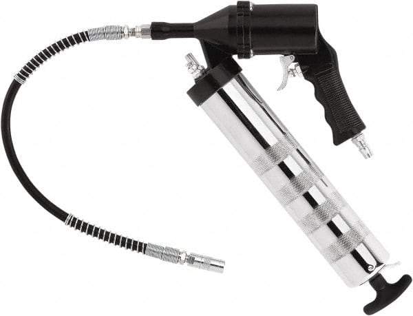 lumax - 6,000 Max psi, Rigid Air-Operated Grease Gun - 14 oz Capacity, 1/8 Thread Outlet, 28 Strokes per oz, 3-Way Fill - Industrial Tool & Supply