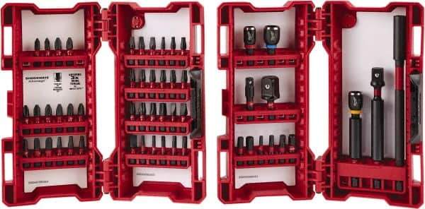 Milwaukee Tool - 55 Piece, Impact Driver Bit Set - 3/32 to 1/4" Hex, #1 to #3, Drilling/Screwdriving Utility Accessory Set Kit, 1/4" Hex Drive, Hex Point - Industrial Tool & Supply