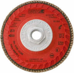 Camel Grinding Wheels - 120 Grit, 5" Disc Diam, 5/8-11 Center Hole, Compact Zirconia Alumina Flap Disc - 12,200 Max RPM, Poly Cotton Backing, Arbor Attaching System, Coated - Industrial Tool & Supply