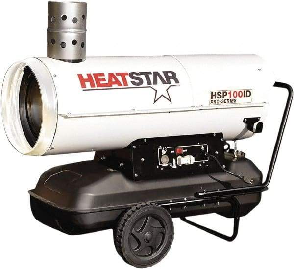 Heatstar - 122,000 BTU Rating, Kerosene/Diesel Indirect Fired Forced Air Heater - 3,050 Sq Ft Max Heating Area, 17 Gal Capacity, Fuel with Diesel, Kerosene, JP-8 & Jet8 - Industrial Tool & Supply