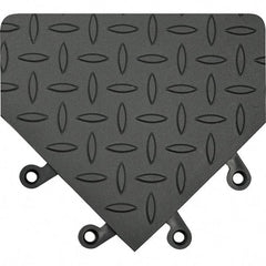 Wearwell - 18" Long x 18" Wide x 7/8" Thick, Anti-Fatigue Modular Matting Anti-Fatigue Flooring - Male, 4 Interlocking Sides, Black, For Dry & Wet Areas - Industrial Tool & Supply