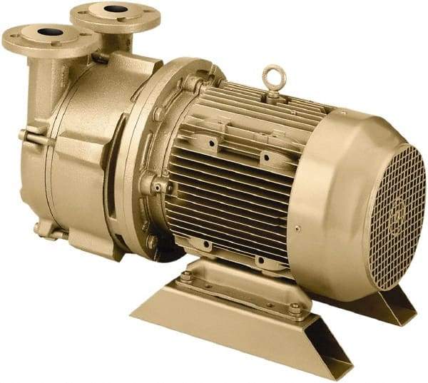 DEKKER Vacuum Technologies - 28.5 Hg Max, 3/8" FNPT Inlet & Discharge, Single Stage Liquid Ring Vaccum Pump - 6 CFM, 0.75 hp, Bronze Housing, Bronze Impeller, 3,500 RPM, 230/460 Volts - Industrial Tool & Supply