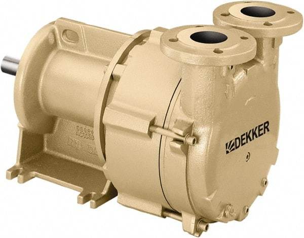 DEKKER Vacuum Technologies - 29 Hg Max, 1" FNPT Inlet & Discharge, Single Stage Liquid Ring Vaccum Pump - 35 CFM, 3 hp, Cast Iron Housing, 316 Stainless Steel Impeller, 3,500 RPM, 230/460 Volts - Industrial Tool & Supply