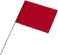 Ability One - 4" High x 5" Wide, Red PVC Marking Flag - 21" Overall Height - Industrial Tool & Supply