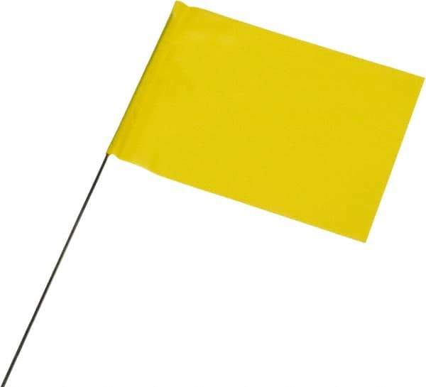Ability One - 4" High x 5" Wide, Yellow PVC Marking Flag - 21" Overall Height - Industrial Tool & Supply