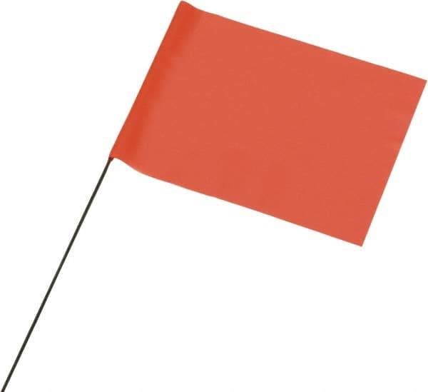 Ability One - 4" High x 5" Wide, Fluorescent Orange PVC Marking Flag - 21" Overall Height - Industrial Tool & Supply