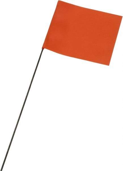 Ability One - 3" High x 3-1/2" Wide, Orange PVC Marking Flag - 15" Overall Height - Industrial Tool & Supply