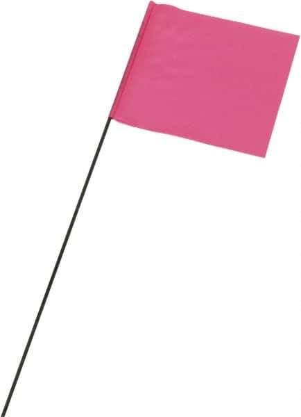 Ability One - 3" High x 3-1/2" Wide, Pink Glow PVC Marking Flag - 21" Overall Height - Industrial Tool & Supply