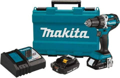 Makita - 18 Volt 1/2" Chuck Pistol Grip Handle Cordless Drill - 0-2000 RPM, Reversible, 2 Lithium-Ion Batteries Included - Industrial Tool & Supply