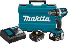 Makita - 18 Volt 1/2" Chuck Pistol Grip Handle Cordless Drill - 0-2000 RPM, Reversible, 2 Lithium-Ion Batteries Included - Industrial Tool & Supply